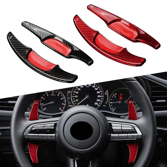 Genuine Carbon Fiber Paddle Shifter Extenders for Mazda (Newer Generation Wheel)